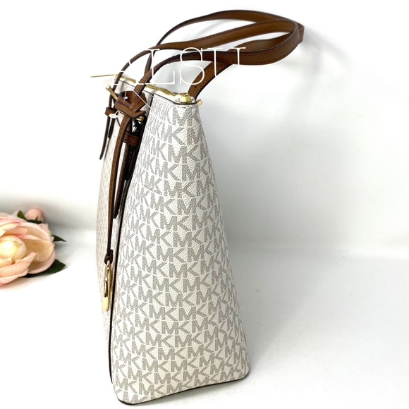 Michael Kors Ciara Large Top ZIP Tote Vanilla Le - Picture 2 of 8